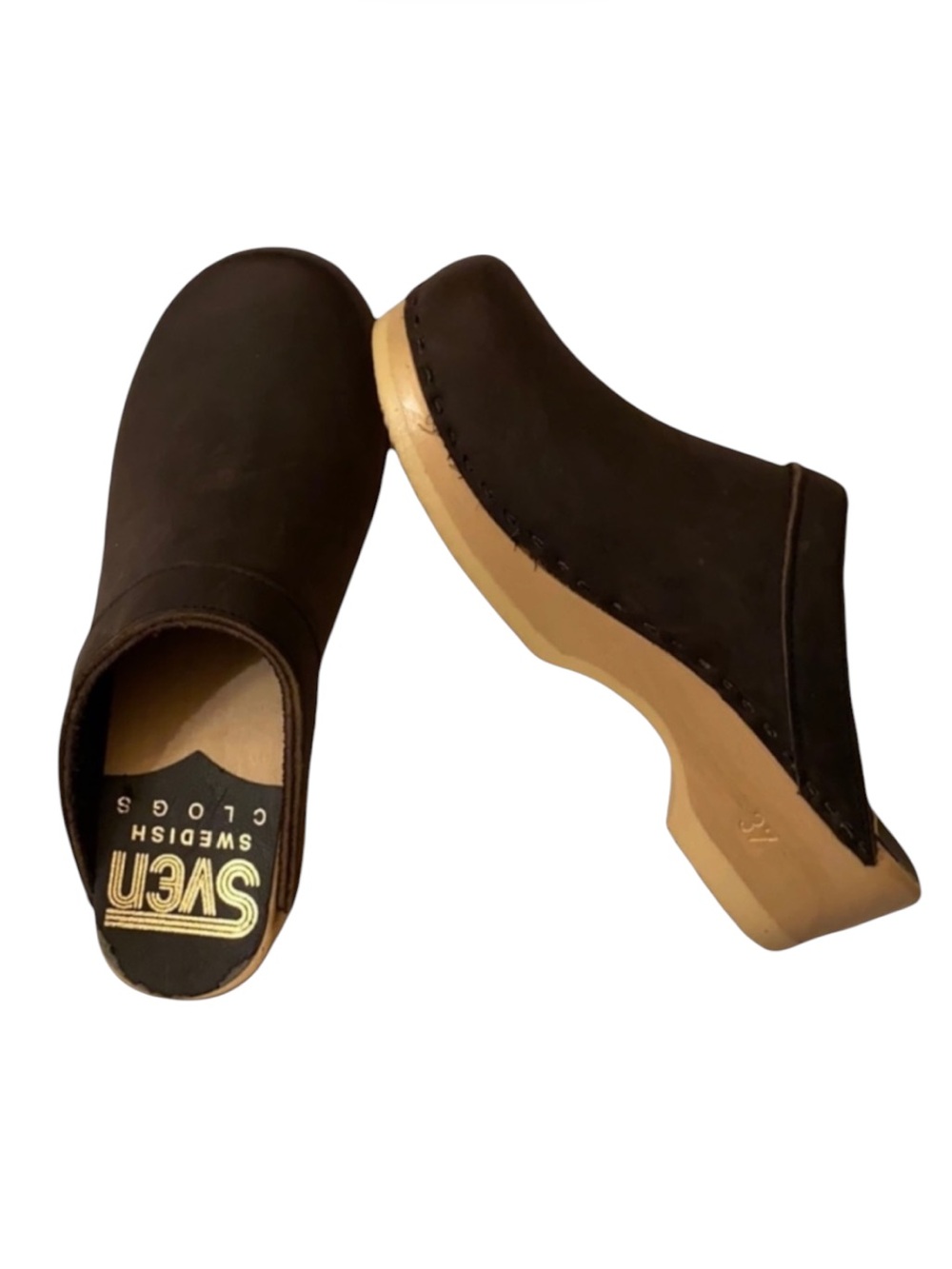 AUTH SVEN HEELED CLOGS BLACK LEATHER SIZE 7 NEW ⭐️⭐️⭐️⭐️⭐️
